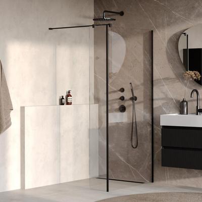 Brauer Oblivion - Inloopdouche - Helder Glas - 90 x 200 cm - met Zijwand 30 cm - incl. Glascoating - Mat Zwart