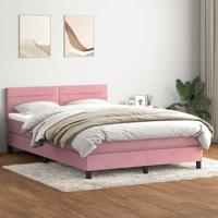 Boxspring met matras fluweel roze 140x210 cm - thumbnail