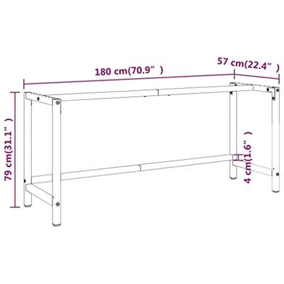 Werkbankframe 180x57x79 cm metaal matzwart en matrood