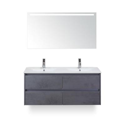 Dante Badmeubelset 120 cm - Beton Antraciet - Keramische Wastafel Wit Enjoy - met Sence Spiegel