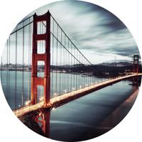 Foto Glas Art - Golden Gate Bridge, SF, USA, diameter maar liefst 100cm. voor woonkamer en slaapkamer - thumbnail