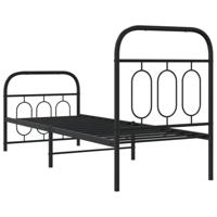 Bedframe met hoofd- en voeteneinde metaal zwart 75x190 cm - thumbnail
