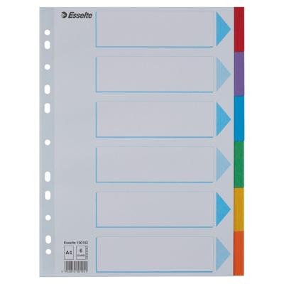 Tabbladen Esselte Standaard A4 6-delig karton 11-rings met voorblad assorti | 20 stuks Tabbladen Esselte Standaard A4 6-delig karton 11-rings met voorblad assorti | 20 stuks