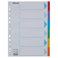 Tabbladen Esselte Standaard A4 6-delig karton 11-rings met voorblad assorti | 20 stuks - thumbnail