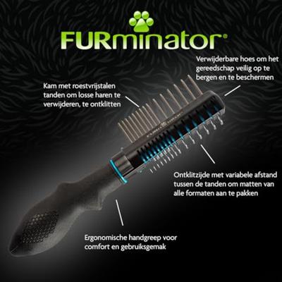 FURminator 2 in 1 - furminator voor het verwijderen van klitten en styling voor honden
