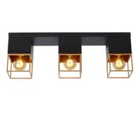 Lucide RIXT - Plafonnière - 3xE27 - Zwart - thumbnail