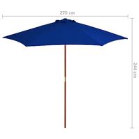 VidaXL Parasol met houten paal 270 cm blauw - thumbnail
