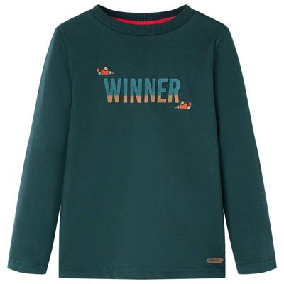 Kindershirt met lange mouwen winner-print 116 donkergroen