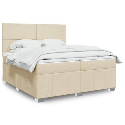 Boxspring met matras stof crèmekleurig 200x200 cm
