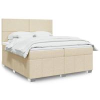 Boxspring met matras stof crèmekleurig 200x200 cm - thumbnail