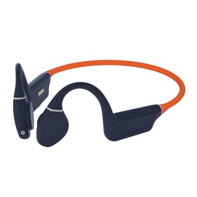 Creative Outlier Free Pro+ Draadloze waterdichte bone-conduction-hoofdtelefoon met verstelbare conducties, geïntegreerde 8 GB MP3, tot 10 uur batterijduur, geïntegreerde microfoon, blauw en oranje