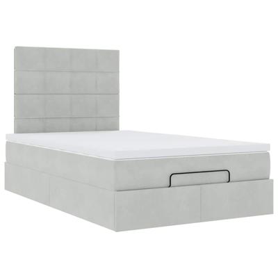 Ottoman bed met matrassen 140x190cm fluweel lichtgrijs
