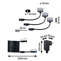 Paulmann 93692 Verlichtingssysteem Plug&Shine LED-buiteninbouwlampen (basisset) Set van 3 stuks LED 3 W Warmwit Zilver - thumbnail