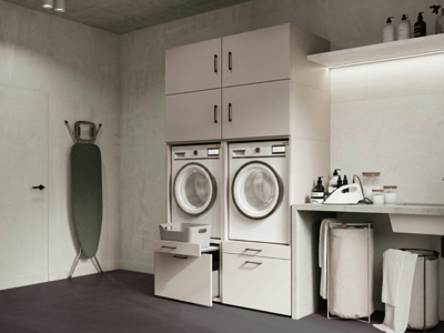 Kast WASHING 2 machines naast elkaar kasjmier met 4 opzetkasten