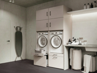 Kast WASHING 2 machines naast elkaar kasjmier met 4 opzetkasten - thumbnail