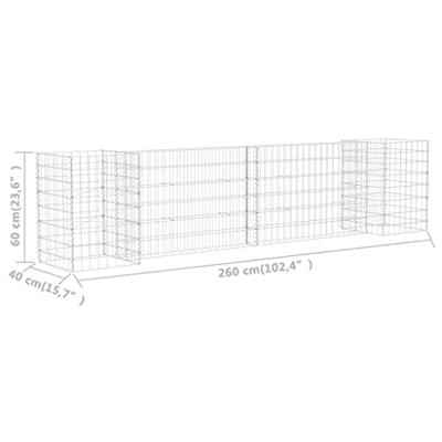 Gabion plantenbak H-vormig 260x40x60 cm staaldraad Gabion plantenbak H-vormig 260x40x60 cm staaldraad