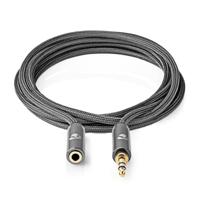 Stereo-Audiokabel | 3,5 mm Male - 3,5 mm Female | Gun Metal Grey | Gevlochten Kabel - thumbnail