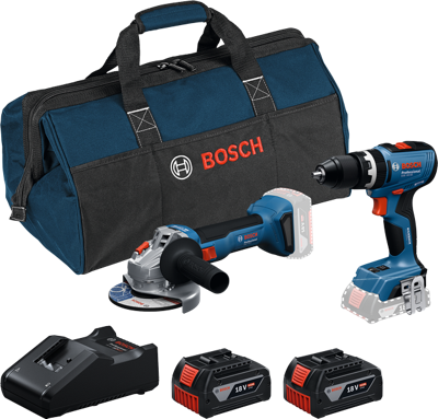 Bosch Blauw Accutoolkit Combipack 18V GSB 18V-65 + GWS 18V-8 | 2x GBA 18V 4.0Ah + Lader GAL 18V-40 - 0615A5008Z