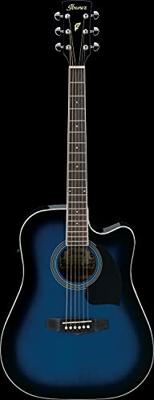 Ibanez PF15ECE-TBS Transparent Blue Sunburst elek. akoestische westerngitaar - thumbnail