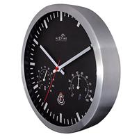 NeXtime ne-90513zw wandklok + weerstation 25cm zwart rc aluminium - thumbnail