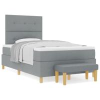 Boxspring bed met matras Lichtgrijs 120 x 190 cm Stof - thumbnail
