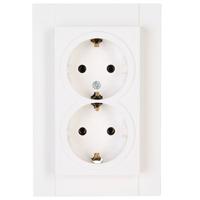 Kopp HK07 dubbel stopcontact met randaarde wit glanzend - thumbnail