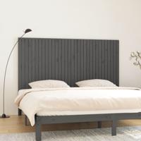 Hoofdbord wandmontage 204x3x110 cm massief grenenhout grijs - thumbnail