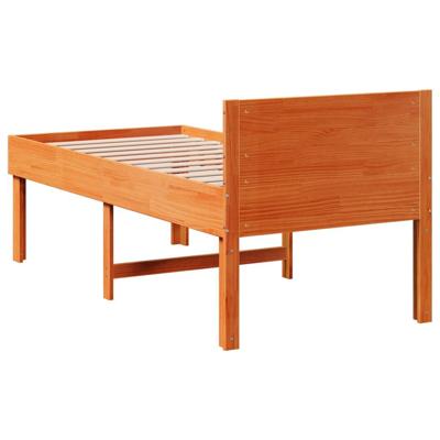 Bedframe zonder matras massief grenenhout wasbruin 75x190 cm