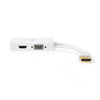 DisplayPort Multipoort-Adapterkabel | Mini-DisplayPort Male - VGA Female + DVI-D 24+1-Pins Female + HDMI 2.0-Uitgang | 0,2 m | Wit - thumbnail