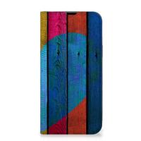 iPhone 13 Pro Max Book | Wallet Case | Wood Heart - Cadeau voor je Vriend - thumbnail