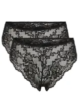 2-Pack dames slips kant - Lace Wide Brief - Lina - Kanten microfiber ondergoed - Transparant - Doorschijnend - thumbnail