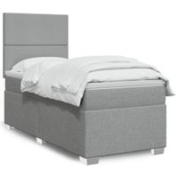 Boxspring met matras stof lichtgrijs 90x190 cm - thumbnail