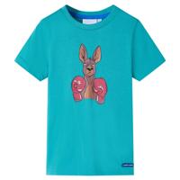 Kindershirt met korte mouwen 128 donkermintkleurig - thumbnail