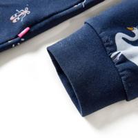 Kinderjurk met lange mouwen zwanenprint 128 marineblauw - thumbnail