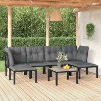 7-delige Loungeset poly rattan zwart en grijs - thumbnail