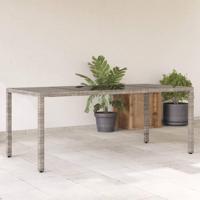 Tuintafel met glazen blad 190x90x75 cm poly rattan grijs - thumbnail
