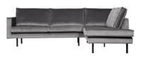 BePureHome Hoekbank 'Rodeo' Rechts, Velvet, kleur Lichtgrijs - thumbnail