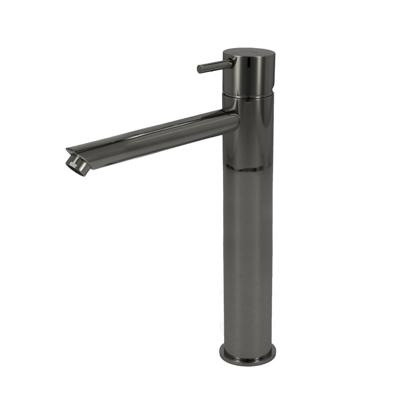 Hotbath Cobber hoge wastafelmengkraan met rechte uitloop zonder waste zwart chroom CB003HSBK