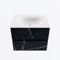 MONDIAZ VICA 60cm badmeubel onderkast Marquina 2 lades. Wastafel MOON midden zonder kraangat, kleur Talc. - thumbnail