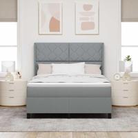 Boxspring bed met matras Lichtgrijs 140 x 190 cm Stof - thumbnail