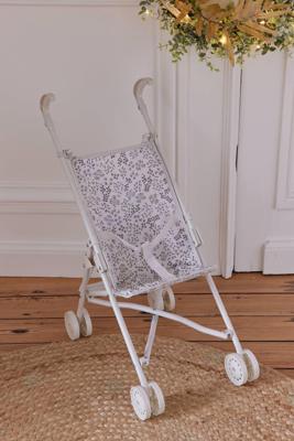 Rieten kinderwagen voor pop geel Rieten kinderwagen voor pop geel