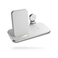 ZENS Aluminium Series 4 in 1 Stand Wireless Charger + Watch ZEDC15W/00 Inductie lader Uitgangen Qi-standaard, USB Wit - thumbnail