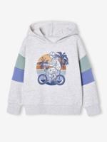 Sweater met capuchon met print gemêleerd wit - thumbnail