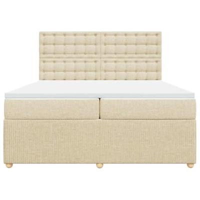 Boxspring met matras stof crèmekleurig 200x200 cm