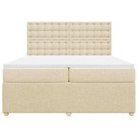 Boxspring met matras stof crèmekleurig 200x200 cm - thumbnail