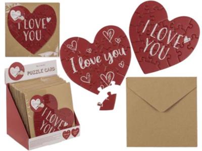 Puzzel kaart hart 20 stukjes met envelop