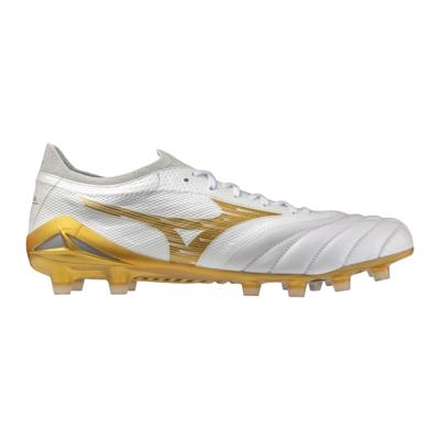 Mizuno Morelia Neo IV Beta Elite Gras Voetbalschoenen (FG) Wit Goud Zilver Mizuno Morelia Neo IV Beta Elite Gras Voetbalschoenen (FG) Wit Goud Zilver