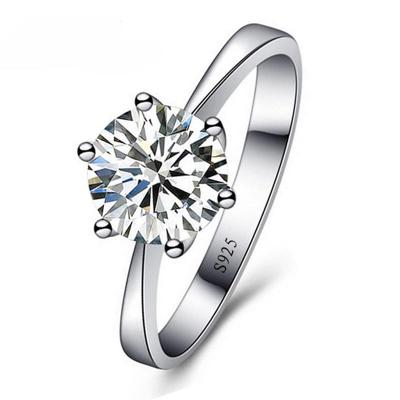925 Sterling zilver vrouw CZ kristal Wedding Engagement vinger ringen Super Shinning Cubic Zirconia Fine Jewelry Ring Size::6