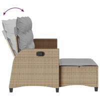 Verstelbare tuinbank met kussens L-vormig beige poly rattan - thumbnail