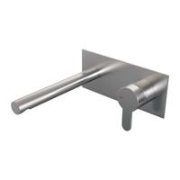 Inbouw Wastafelmengkraan Brauer Brushed Edition Coldstart Rechte Uitloop Korte Platte Hendel Rechts Geborsteld RVS PVD Met Afdekplaat Brauer - thumbnail
